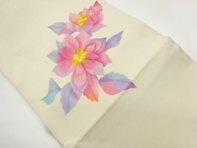 JAPANESE NAGOYA OBI / CHIRIMEN / FLOWER